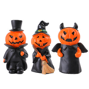 Set di 3 Statue di Fantasmi <span class=keywords><strong>per</strong></span> Decorazioni di <span class=keywords><strong>Halloween</strong></span>, Statuette in Resina di Fantasmi con Cappelli e Zucca - Product Image 1