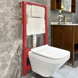 Armário de água para banheiro, armário de cerâmica para banheiro, Inodoro suspenso na parede, cor branca brilhante, formato quadrado CE