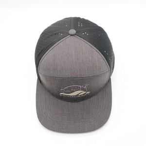 Premium Grey Custom 7-Panel Waterproof Flat Bill Baseball Cap with Laser Cut & Rubber Logo for High-Quality Unisex - Product Image 5