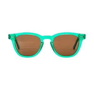 Trendy Vintage Custom Logo Men Women Acetate Sun Glasses Green Shades UV400 Polarized Sunglasses