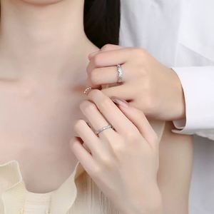 Anillos De Pareja <b>Silver</b> Plated Matched Waved Moutain Couple <b>Ring</b> Couple Accessories Wedding Party <b>Adjustable</b> Open <b>Ring</b> - Product Image 3