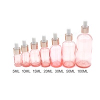 Flacon compte-gouttes en verre cosmétique de couleur rose de 5 ml, 10 ml, 15 ml, 20 ml, 30 ml, 50 ml, 100 ml pour sérum de soin de la peau