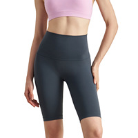Pantalones Cortos de Ciclismo de Cinco Puntos a la Rodilla de Cintura Alta para Mujer, Efecto Adelgazante y Levanta Glúteos, Transpirables, de Nylon y Spandex
