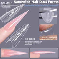 Lot de 240 moules à ongles transparents ultra-fins réutilisables avec guide gradué pour extension d'ongles, idéal pour les salons de beauté