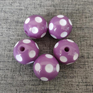 Cuentas de lunares de resina de colores mezclados de 20mm para hacer joyas, cuentas redondas de chicle para niños, collar grueso, pulsera, cuentas para bolígrafos - Product Image 3
