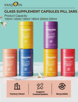Bouteille en verre personnalisée à parois droites pour capsules de vitamines, compléments alimentaires, pots de stockage alimentaire, 100 ml, 120 ml, 150 ml, 180 ml, 200 ml, 250 ml