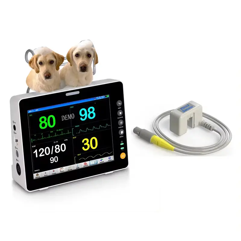 Monitor veterinário multiparâmetro para pacientes, equipamento médico para cirurgia, monitor de animais hospitalares, pressão arterial, sangue veterinário