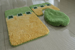 Conjunto de alfombrilla de baño con forma de jacquard de microfibra, estera antideslizante para inodoro, 3 uds. - Product Image 6