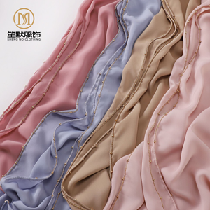 SHENGMOメタルチェーン付き韓国シフォン70*180 cm無地ヒジャーブイスラム教徒スカーフショール工場卸売カスタマイズデザインサイズロゴ - Product Image 2
