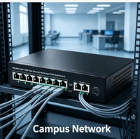 PoE-Switch mit 8 Ports und 1 Uplink, 2 SFP-Steckplätze, Power-over-Ethernet-Netzwerk-Switch für CCTV-Systeme