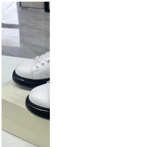 Luxury White <b>Leather</b> Black Heel Air Cushion <b>Sneakers</b>, Transparent Sole Height Increasing Casual Shoes - Product Image 1