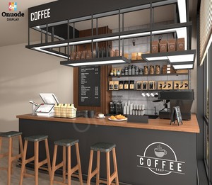 Mostrador de cafetería, muebles de <span class=keywords><strong>Bar</strong></span>, diseños de escaparate de cafetería con mostrador de exhibición de café de panadería para decoración de tienda - Product Image 4