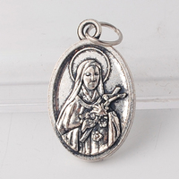 Petit pendentif religieux catholique en alliage de zinc plaqué argent antique de 1 pouce, Sainte Thérèse, 15*26mm