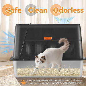 Caja de arena inteligente de acero inoxidable con control de olores, automática, para gatos, 135, con tapa abatible, desodorización eléctrica, cerrada y de lados altos - Product Image 6