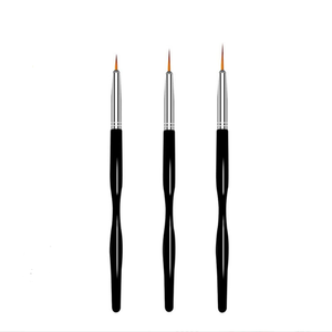 Lot de 3 pinceaux fins pour nail art à manche noir en poils synthétiques, stylos de précision en plastique avec emballage carte en papier - Product Image 1