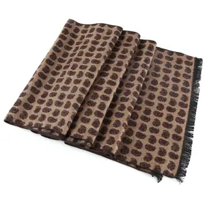 Men Cotton Rayon Silk Viscose Scarf Leopard Jacquard Logo Printing Mulfer Scarfs