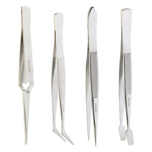 Juego de pinzas de acero inoxidable, 4 piezas, puntas puntiagudas para reparación de precisión, uso industrial - Product Image 1