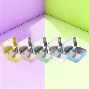 Free Stock Samples Small Square Tinplate Rectangular Tin Box for Chewing Gum Sweets Pill Candy Mint Packaging with Hinged Lid