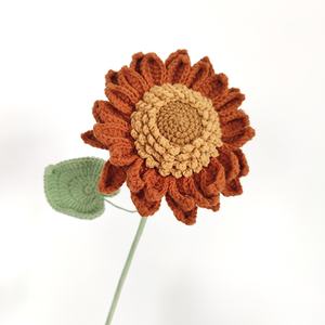 Grande fleur de <span class=keywords><strong>tournesol</strong></span> en coton tricotée à la main, en fil, de petite taille, fleur artificielle à l'aiguille, aspect fourrure - Product Image 3