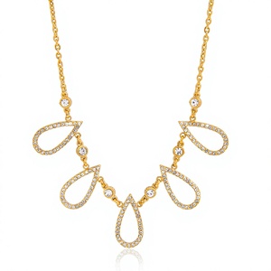 Collier pendentif en acier inoxydable avec zircone cubique, chaîne à maillons géométriques, plaqué or 18 carats, bijoux minimalistes pour femmes, NECKLESS - Product Image 4