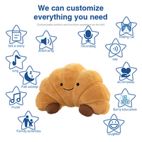 Oreiller en peluche personnalisé OEM CE, vente chaude, logo personnalisé, croissant alimentaire, jouet anti-stress sur mesure de haute qualité