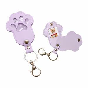 Multi-Function Cute PU Leather Keychain Accessory with <b>Pet</b> Hair Clip Photo Holder Bag Charm for Everyday Use - Product Image 1