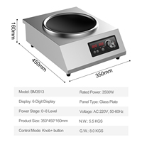 Table de cuisson à induction électrique haute puissance 220V avec double plaque chauffante 3.5KW, 8 niveaux de puissance, commande par bouton et poignée