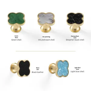Nordic Minimalist Single Hole Small Zinc Handle Creative Marble Drawer <b>Cabinet</b> Wardrobe Hexagonal Shell Four-Leaf - Product Image 4