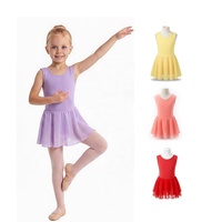 Justaucorps de danse respirant et doux pour petites filles, couleur unie, sans manches, pour l'entraînement et les spectacles scolaires
