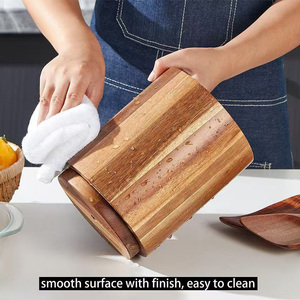 Suporte De Utensílio De Madeira Acácia Vintage Rotativo Utensílio De Cozinha Crock para Bancada De Cozinha - Product Image 6