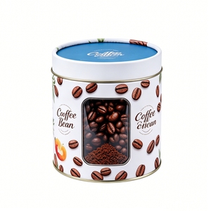 Tube cylindrique de luxe en papier kraft avec fenêtre, qualité alimentaire, pour emballage de café en grains et de thé, avec fenêtre transparente - Product Image 1