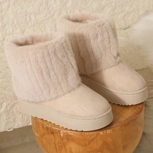 <span class=keywords><strong>Bottes</strong></span> d'hiver personnalisables pour femmes avec logo de marque, faible MOQ, vente en gros, semelle épaisse, en daim pelucheux, couleur et tissu personnalisables - Product Image 3