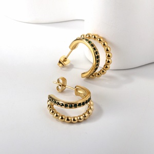 ต่างหูห่วงฮักกี้ส์ขายส่งสำหรับผู้หญิงและเด็กผู้หญิง ทำจากสแตนเลสสตีล ชุบทอง 18K เหมาะสำหรับเป็นของขวัญ - Product Image 5