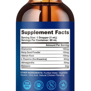 Complément calmant <span class=keywords><strong>pour</strong></span> animaux <span class=keywords><strong>de</strong></span> compagnie OEM : Gouttes apaisantes à la mélatonine avec camomille, ashwagandha et <span class=keywords><strong>racine</strong></span> <span class=keywords><strong>de</strong></span> valériane <span class=keywords><strong>pour</strong></span> chats et chiens – Améliore l'humeur - Product Image 2