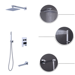 Grifo de Baño Comercial de Latón <span class=keywords><strong>S</strong></span>ólido con Barra Deslizante, Mezclador de Alta Presión, Sistema de Ducha Expuesto - Product Image 3