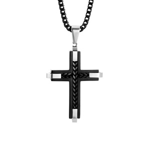 Mens <b>Cross</b> Pendant Necklace Stainless Steel Curb <b>Chain</b> Christian Faith Hip Hop Fashion Jewelry Non Tarnish Waterproof Gift - Product Image 1