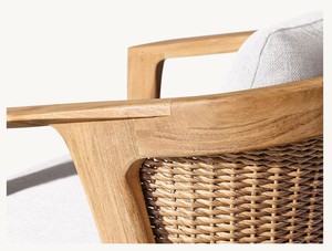 Silla de Jardín de Teca Sudamericana de Lujo con Cojín de Secado Rápido, Muebles Cómodos <span class=keywords><strong>para</strong></span> <span class=keywords><strong>Exteriores</strong></span> <span class=keywords><strong>para</strong></span> Patio - Product Image 4