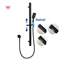 Ensemble de douche moderne en acier inoxydable avec rail coulissant et douchette noire pour projet de salle de bain