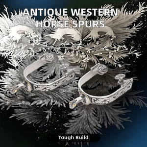 Espuelas de caballo estilo antiguo para hombre, decorativas, de acero inoxidable, con placa de cobre tallada, marca personalizada - Product Image 2