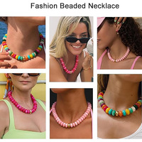Collier bohème géométrique perlé en plastique pour femme, style simple et polyvalent, fait main, idéal pour cadeau, vente en gros transfrontalière