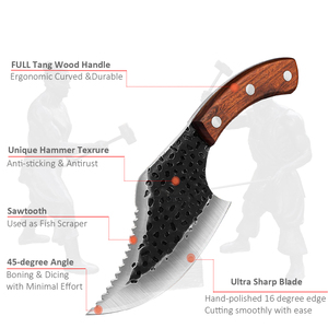 Coltello da Macellaio Forgiato Multiuso con Manico in Legno di Rosa per Tagliare Carne e Verdure - Product Image 4