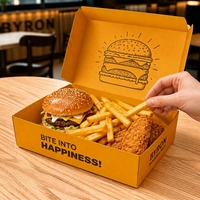 Conteneur alimentaire jetable personnalisé avec logo, écologique, recyclable, biodégradable, pour restaurant, plats à emporter, pliages pour burgers, gaufrage