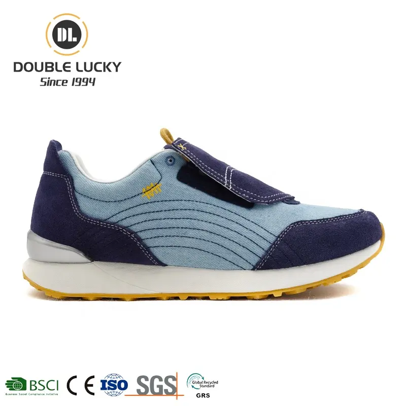 Double Lucky Shoe Manufacturer Outdoor Casual Shoes Non-slip Wear-resisting Denim Men's Fashion Custom Design Sneaker