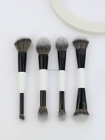 Ensemble de 4 pinceaux de maquillage double usage pour fond de teint et blush, personnalisables avec votre logo (marque privée)