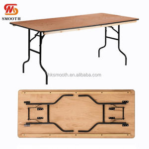 SMOOTH Hot Sales <b>Wood</b> Hotel Table Wholesale <b>Wood</b> Folding Rectangular & Round Banquet Tables for Wedding Event Party Table - Product Image 1