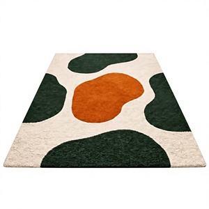 Wool Hand Tufted Modern Geometric Carpet Rug Stain Resistant Low Pile Handmade in Uttar Pradesh for Home Use - Product Image 1
