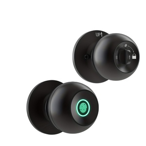 K10 욕실 브러시드 브라스 지문 인식 스마트 도어 노브 락 핸들 블랙 매트 실내 도어 락 - Product Image 1