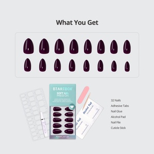 Uñas Postizas Cortas de Almendra para Invierno, Suministros de Alta Calidad, Gel Suave, Color Morado Oscuro, Uñas Adhesivas Personalizadas, Venta al Por Mayor - Product Image 2
