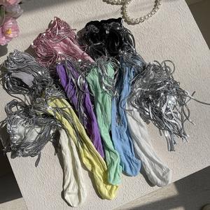 Calcetines geniales para niñas 2025, calcetines de lentejuelas de cristal de encaje metálico brillante con borlas para niños pequeños - Product Image 2