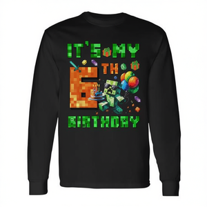 T-shirt à manches longues pour joueur de jeux vidéo, avec numéro de pixel « C'est mon 6e anniversaire » - Product Image 2